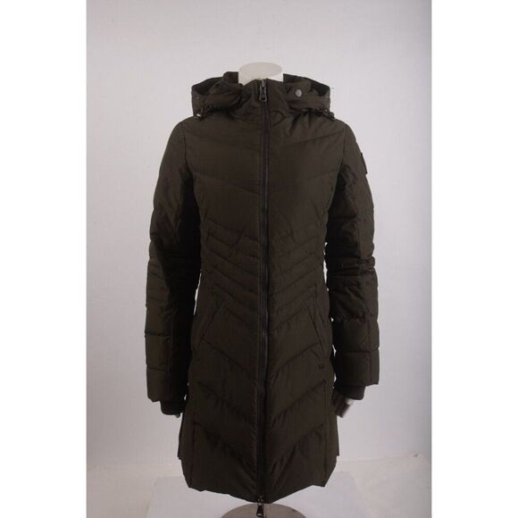 Pajar Canada Womens Quilted Down Puffer Coat Green S Small Hooded Mid length - Picture 1 of 6